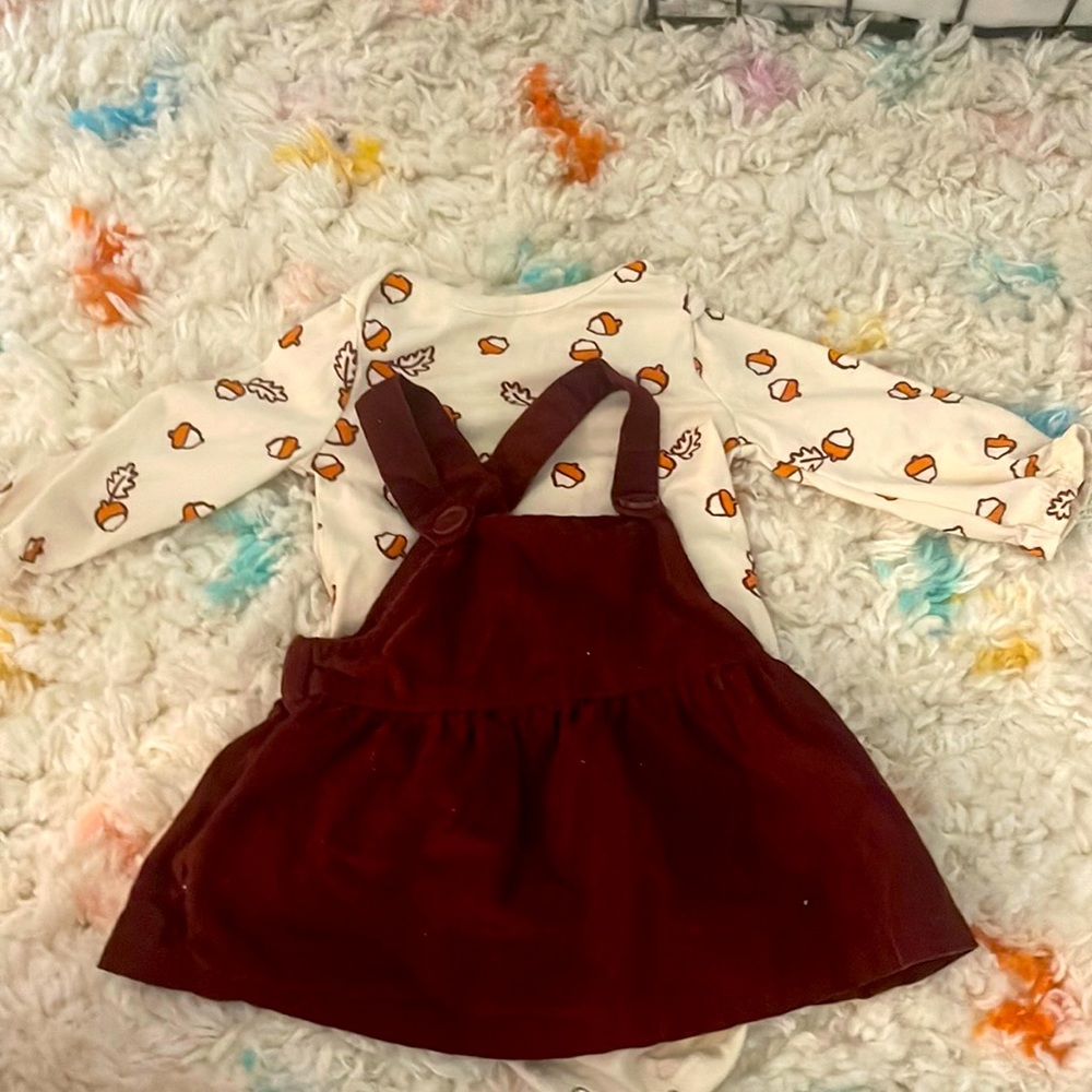 3-6 month fall outfit with suspender dress